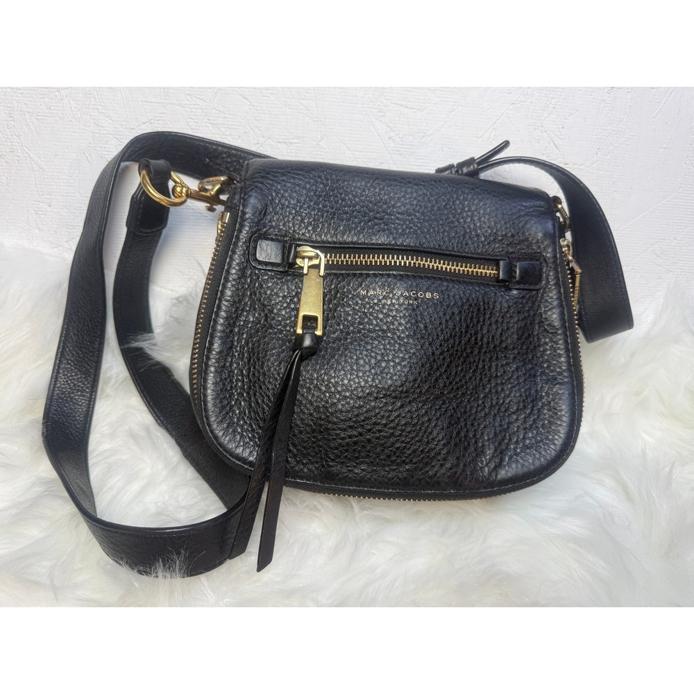 Marc Jacobs Recruit Leather Saddle Bag Black Crossbody M0008137 001 - Picture 2 of 15